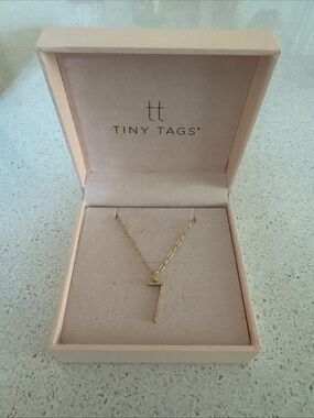 Tiny Tags Pavé Elongated Number 7 Pendant Necklace Gold Vermeil 18” Chain